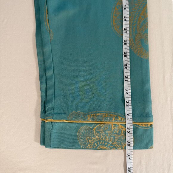BedHead Jacquard S Set Teal Paisley Design Elastic Waist Button Up Pajamas - Picture 14 of 15